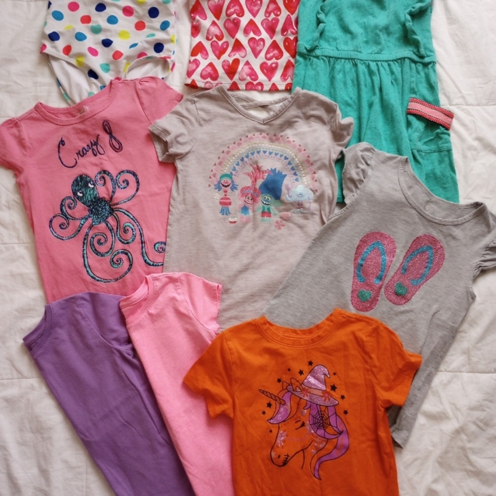 Girl's Size 6 Tee Lot Orange Unicorn Kids Short Sleeve Tee